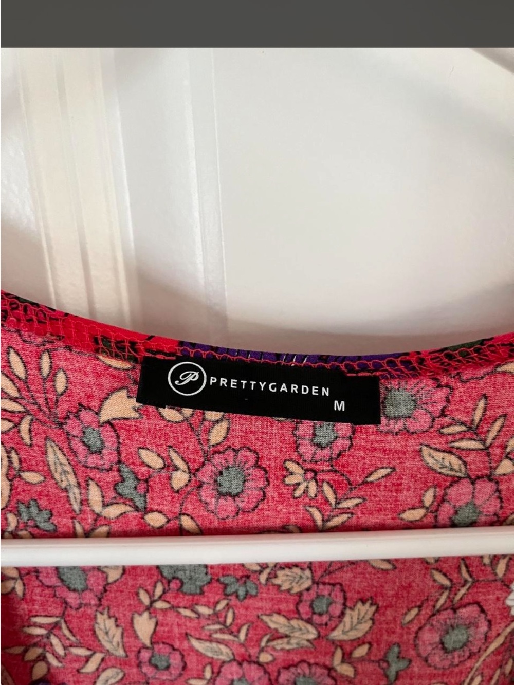 PrettyGarden Red Floral Wrap Maxi Dress with Tie Waist and Border Print - Picture 2 of 3